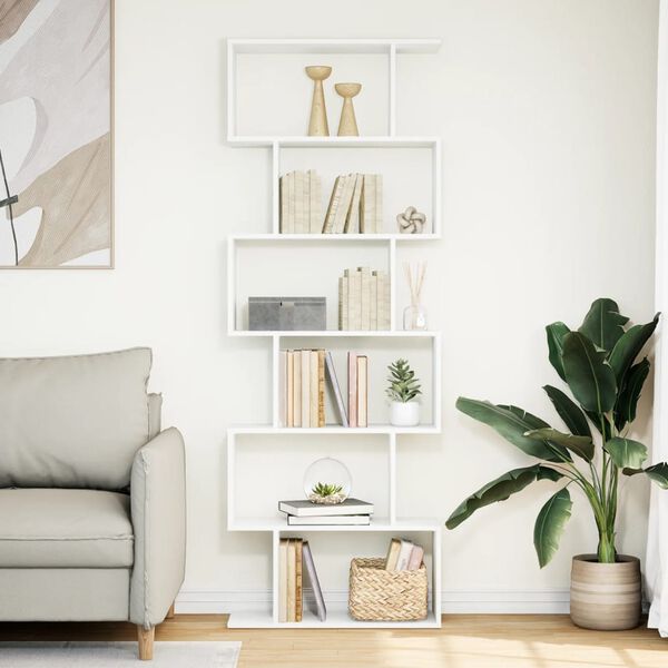 vidaXL Rozdeľovacia knižnica 6-posch. biela 70x24x193 cm kompoz. drevo