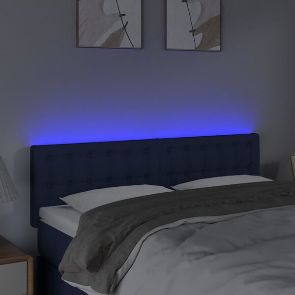 vidaXL Čelo postele s LED modr&eacute; 144x5x78/88 cm l&aacute;tka