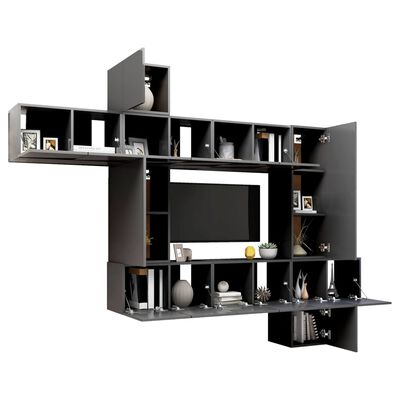 vidaXL 10-dielna súprava TV skriniek sivá drevotrieska