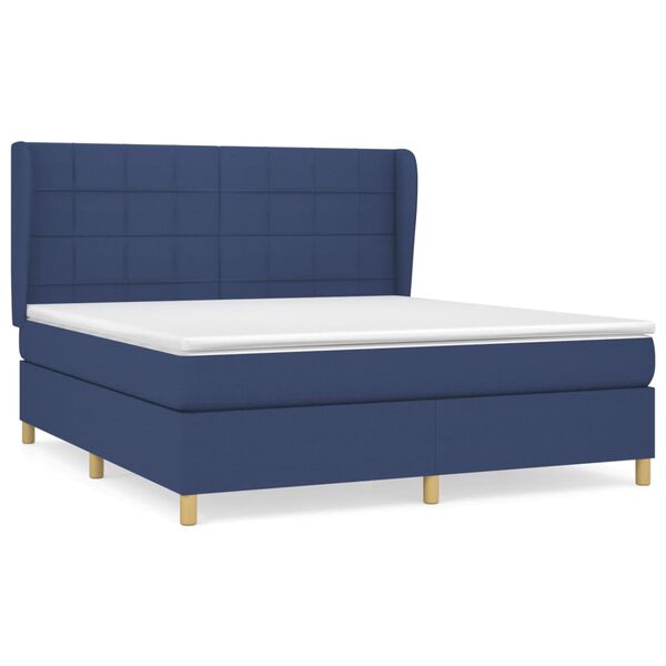 vidaXL Posteľný rám boxspring s matracom modrý 160x200 cm látka