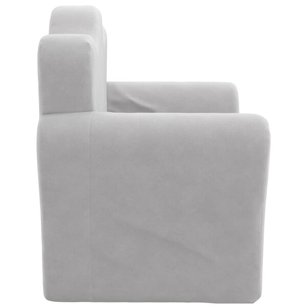 vidaXL Detsk&aacute; rozkladacia pohovka, svetlosiv&aacute;, m&auml;kk&yacute; ply&scaron;