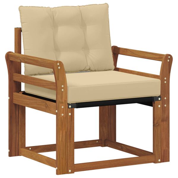 vidaXL Vonkaj&scaron;ia pohovka Mas&iacute;vne ak&aacute;ciov&eacute; drevo a textil&eacute;n Pr&iacute;rodn&aacute;