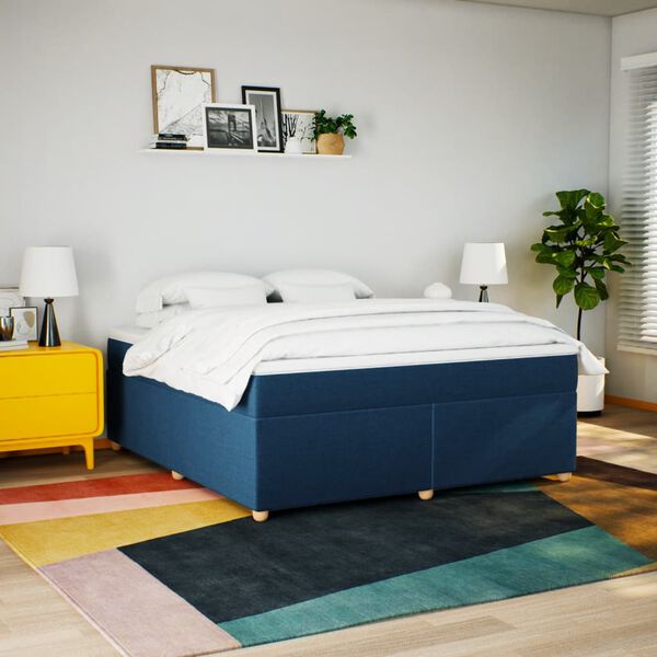 vidaXL Posteľn&yacute; r&aacute;m boxspring s matracom modr&yacute; 180x200 cm l&aacute;tka