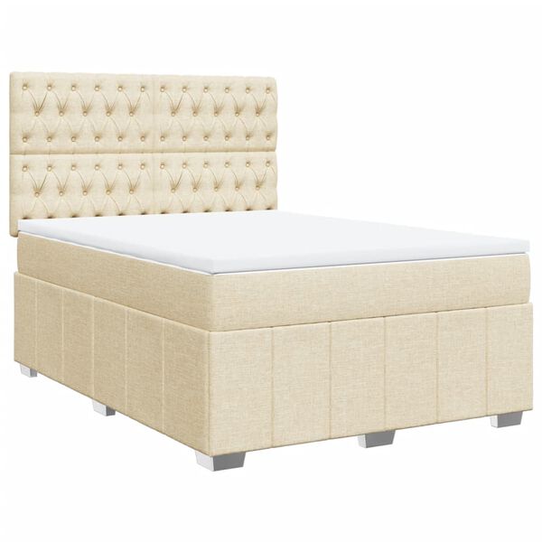vidaXL Boxspring posteľ s matracom kr&eacute;mov&yacute; 140x190 cm l&aacute;tka