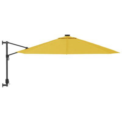 vidaXL Nástenný slnečník s LED 290 cm žltý
