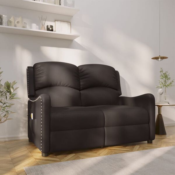 vidaXL 2-miestne skl&aacute;pacie mas&aacute;žne kreslo, čierne, leskl&aacute; umel&aacute; koža