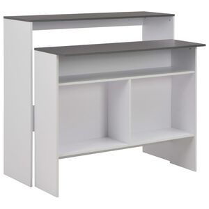 vidaXL Barov&yacute; st&ocirc;l s 2 stolov&yacute;mi doskami, bielo siv&yacute; 130x40x120 cm
