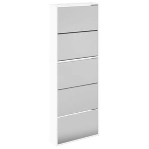 vidaXL Botn&iacute;k so zrkadlom 5-poschodov&yacute; leskl&yacute; biely 63x17x169,5 cm