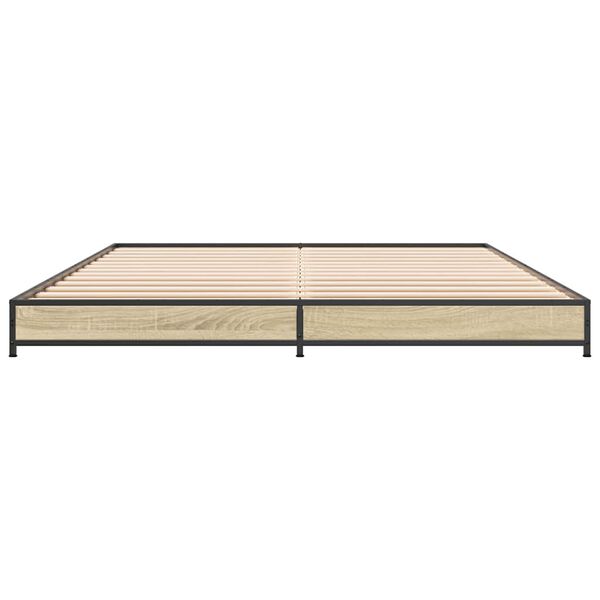 vidaXL Posteľn&yacute; r&aacute;m dub sonoma 120x200 cm kompozitn&eacute; drevo a kov