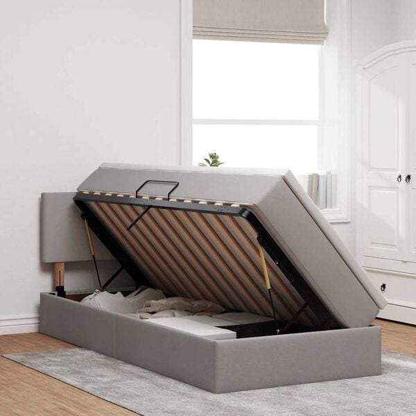 vidaXL Postel s &uacute;ložn&yacute;m prostorem a matrac&iacute; Sivohned&aacute; 90 x 200 cm