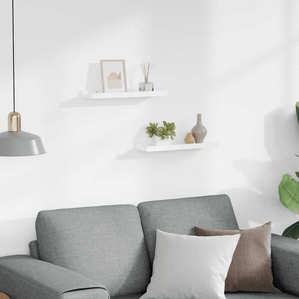 vidaXL Poličky na zar&aacute;movan&eacute; obr&aacute;zky 2 ks biele 40x9x3 cm MDF