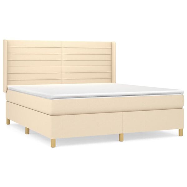 vidaXL Posteľn&yacute; r&aacute;m boxspring s matracom kr&eacute;mov&yacute; 180x200 cm l&aacute;tka