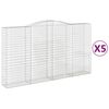 vidaXL Obl&uacute;kov&yacute; gabionov&yacute; k&ocirc;&scaron; 5 ks 400x50x220/240cm pozinkovan&eacute; železo