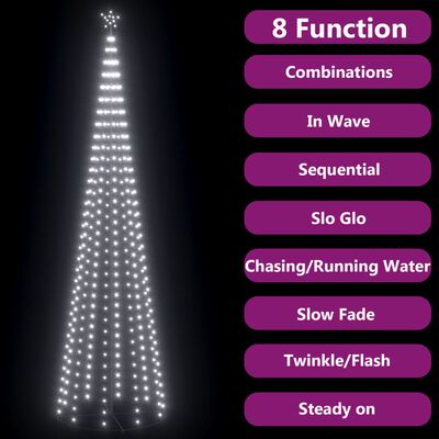 vidaXL Vianočný stromček, kužeľ 752 LED studené biele svetlo 160x500cm