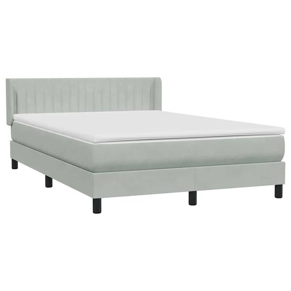 vidaXL Box Spring Posteľ s matracom Svetlosivá 140x220 cm Zamat