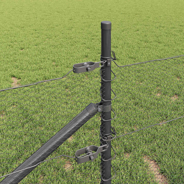 vidaXL Stĺp na plot. Siv&aacute; 100 x 0,8 m (13 mm sieťovina) Ocel a PVC