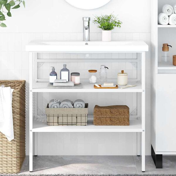 vidaXL R&aacute;m na um&yacute;vadlo biely 79x38x83 cm železo