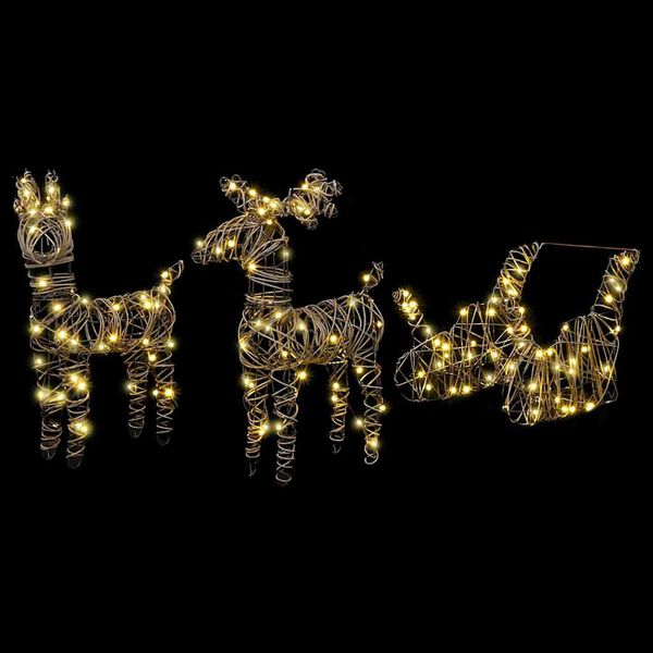 vidaXL Sob s sane s 160 LED-i Teplá biela 52.5 x 28 x 32.5 cm Ratan