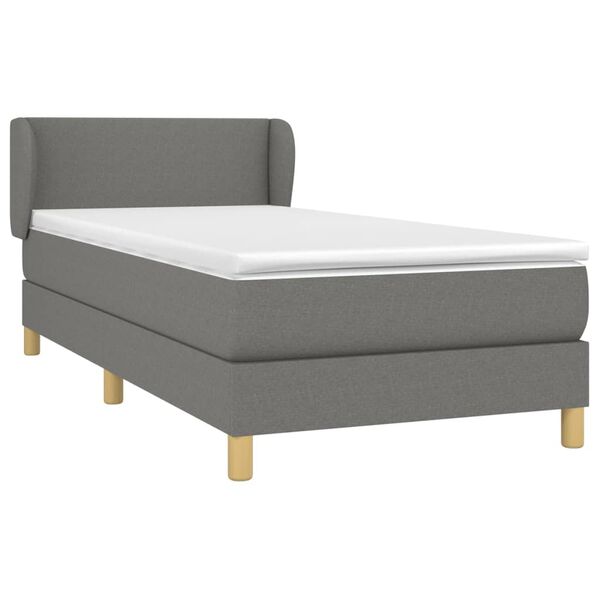 vidaXL Boxspring posteľ s matracom tmavosiv&aacute; 90x190 cm l&aacute;tka
