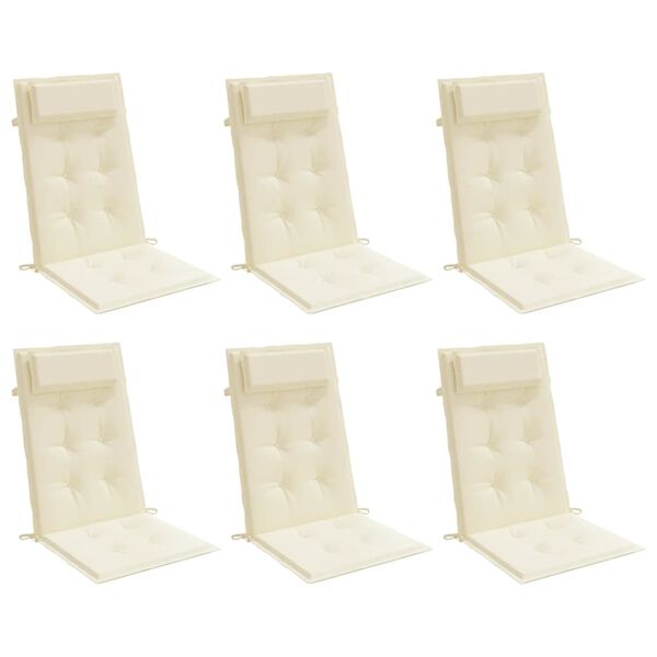 vidaXL Podu&scaron;ky na stoličky s vysok&yacute;m operadlom 6 ks kr&eacute;mov&eacute; l&aacute;tka