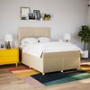 vidaXL Boxspring posteľ s matracom kr&eacute;mov&yacute; 140x190 cm l&aacute;tka