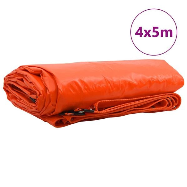 vidaXL Tarpaulin 650g / m&sup2; Oranžov&aacute; 4 x 5 m Pl&aacute;tno s PVC povrchom