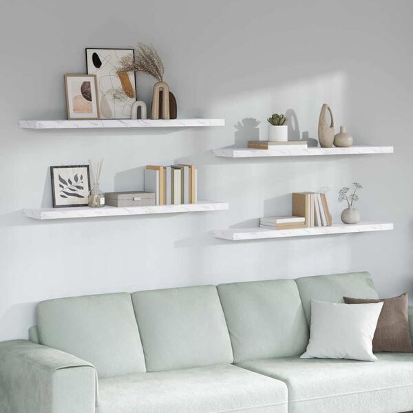 vidaXL Stenn&aacute; polica N&aacute;stenn&yacute; 4 pcs Biely mramor 120 x 23,5 x 4 cm