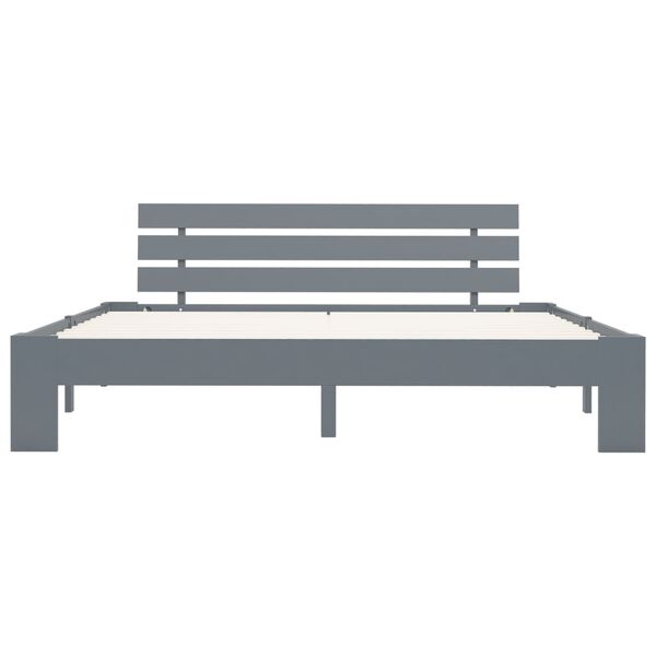 vidaXL Posteľný rám s čelom sivý 160x200 cm borovicový masív