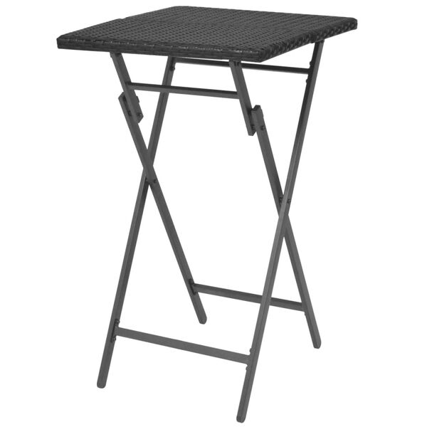 vidaXL 5-dielna skladacia vonkaj&scaron;ia jed&aacute;lensk&aacute; s&uacute;prava oceľ a polyratan čierna