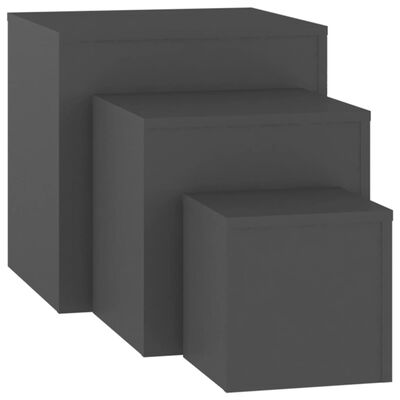 vidaXL Príručné stolíky 3 ks sivé z drevotriesky