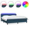 vidaXL Box Spring Posteľ s matracom a LED Tmavomodr&aacute; 180x220 cm Zamat