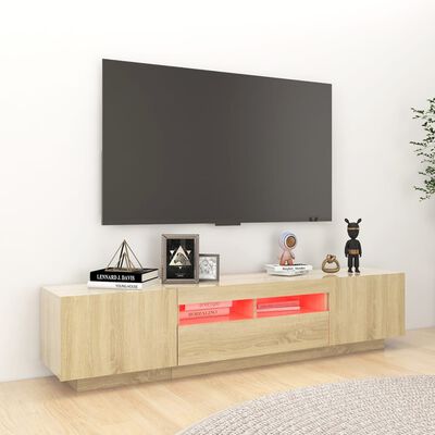 vidaXL TV skrinka s LED svetlami dub sonoma 180x35x40 cm
