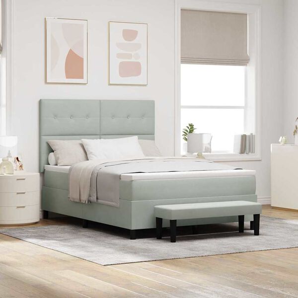 vidaXL Posteľ s pružinov&yacute;m r&aacute;mom Svetlosiv&aacute; 140 x 200 cm Zamat