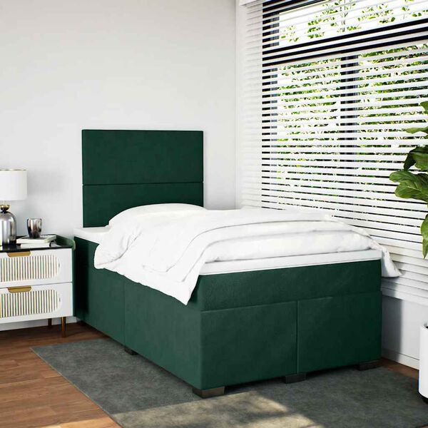 vidaXL Boxspring posteľ s matracom, tmavozelen&aacute; 120x190cm, zamat