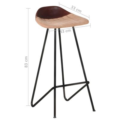 vidaXL Barové stoličky 4 ks hnedé pravá koža