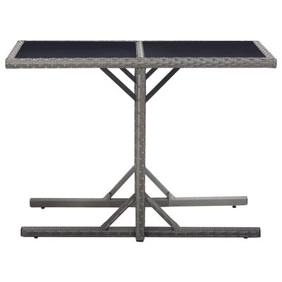 vidaXL Záhradný stôl antracitový 110x53x72 cm sklenený a polyratan