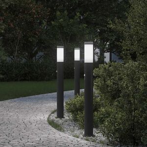 vidaXL Stĺpikov&eacute; svetl&aacute; so senzorom 3 ks 80 cm nehrdzavej&uacute;ca oceľ IP44