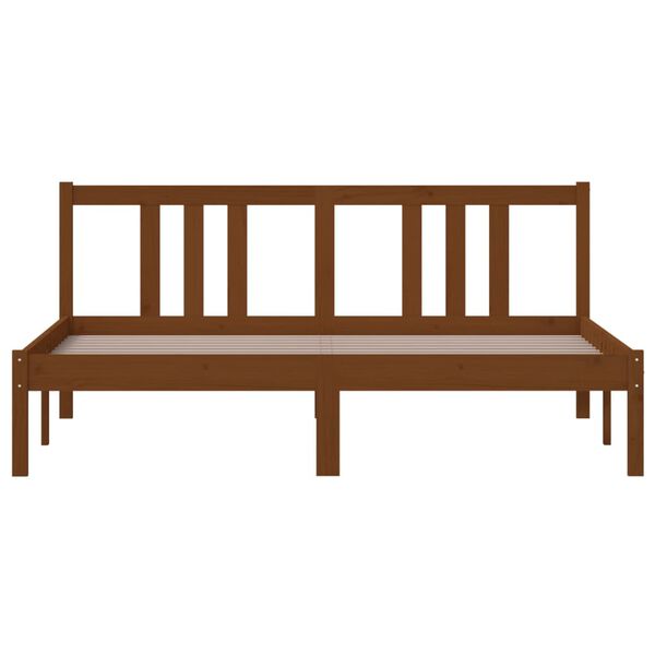 vidaXL Posteľný rám, medový, drevený masív 150x200 cm, King