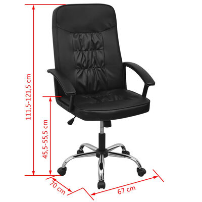 Čierne kancelárske kreslo z umelej kože vidaXL 67 x 70 cm