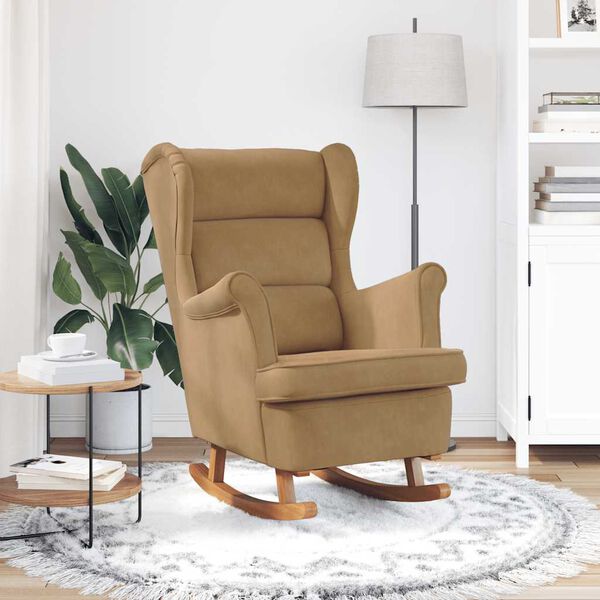 vidaXL Hojdacie kreslo s kr&iacute;dlov&yacute;m operadlom zamat a mas&iacute;vne drevo