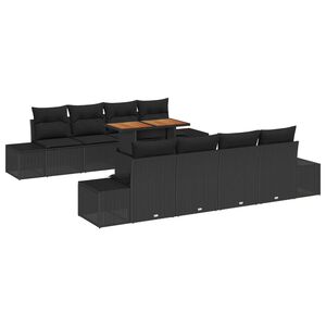 vidaXL S&uacute;prava z&aacute;hradn&yacute;ch pohoviek s &uacute;ložiskom 9 pcs Čierna Poly ratan