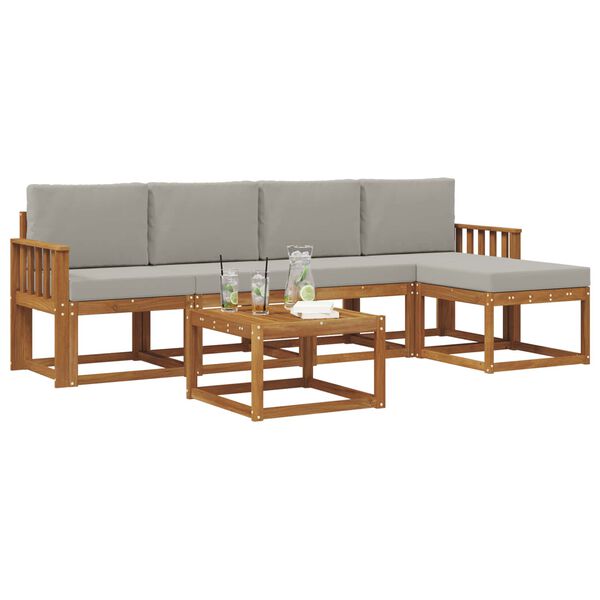 vidaXL Z&aacute;hradn&aacute; s&uacute;prava gaučov s vank&uacute;&scaron;om 6 pcs Pr&iacute;rodn&aacute; a svetlosiv&aacute;