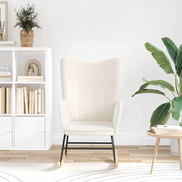 vidaXL Hojdacie kreslo Krémová Sherpa látka