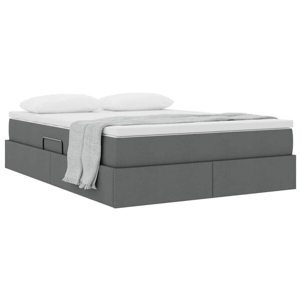 vidaXL Postel s &uacute;ložn&yacute;m prostorem a matrac&iacute; Tmavo &scaron;ed&aacute; 140 x 190 cm