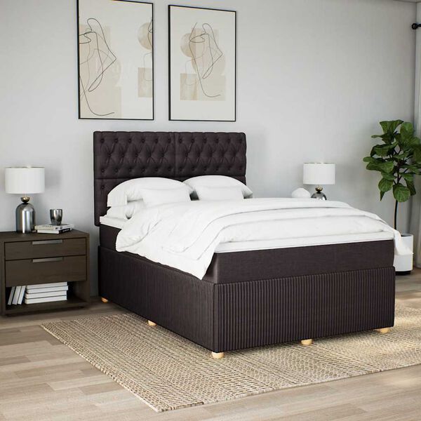 vidaXL Boxspring posteľ s matracom tmavohned&aacute; 140x190 cm l&aacute;tka