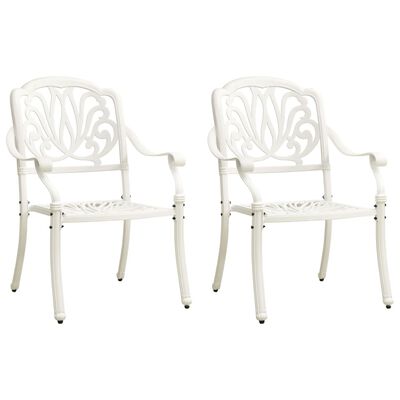 vidaXL Záhradné stoličky 2 ks odlievaný hliník biele