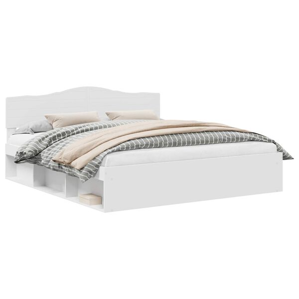 vidaXL R&aacute;m postele Biela 200 x 200 cm Mas&iacute;vne borovicov&eacute; drevo