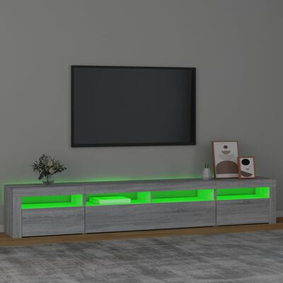 vidaXL TV skrinka s LED svetlami sivá sonoma 240x35x40 cm