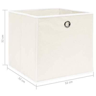 vidaXL Úložné boxy 4 ks, biele 32x32x32 cm, látka