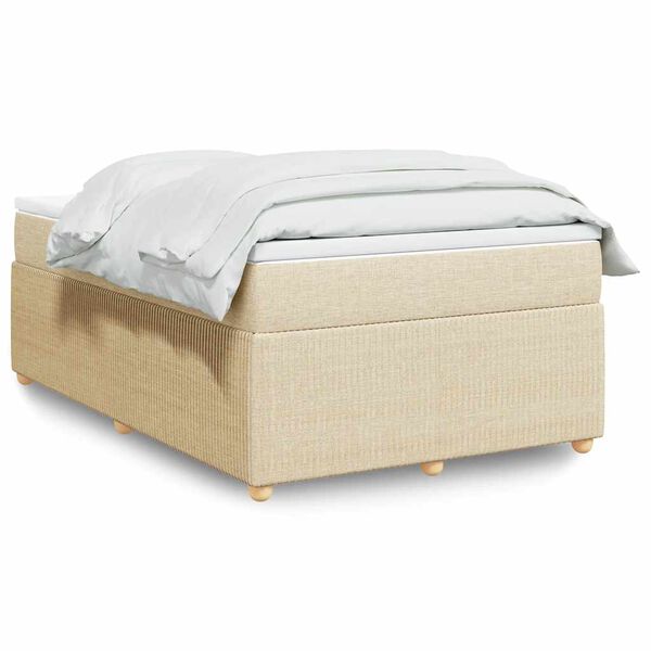 vidaXL Boxspring posteľ s matracom krémový 120x200 cm látka